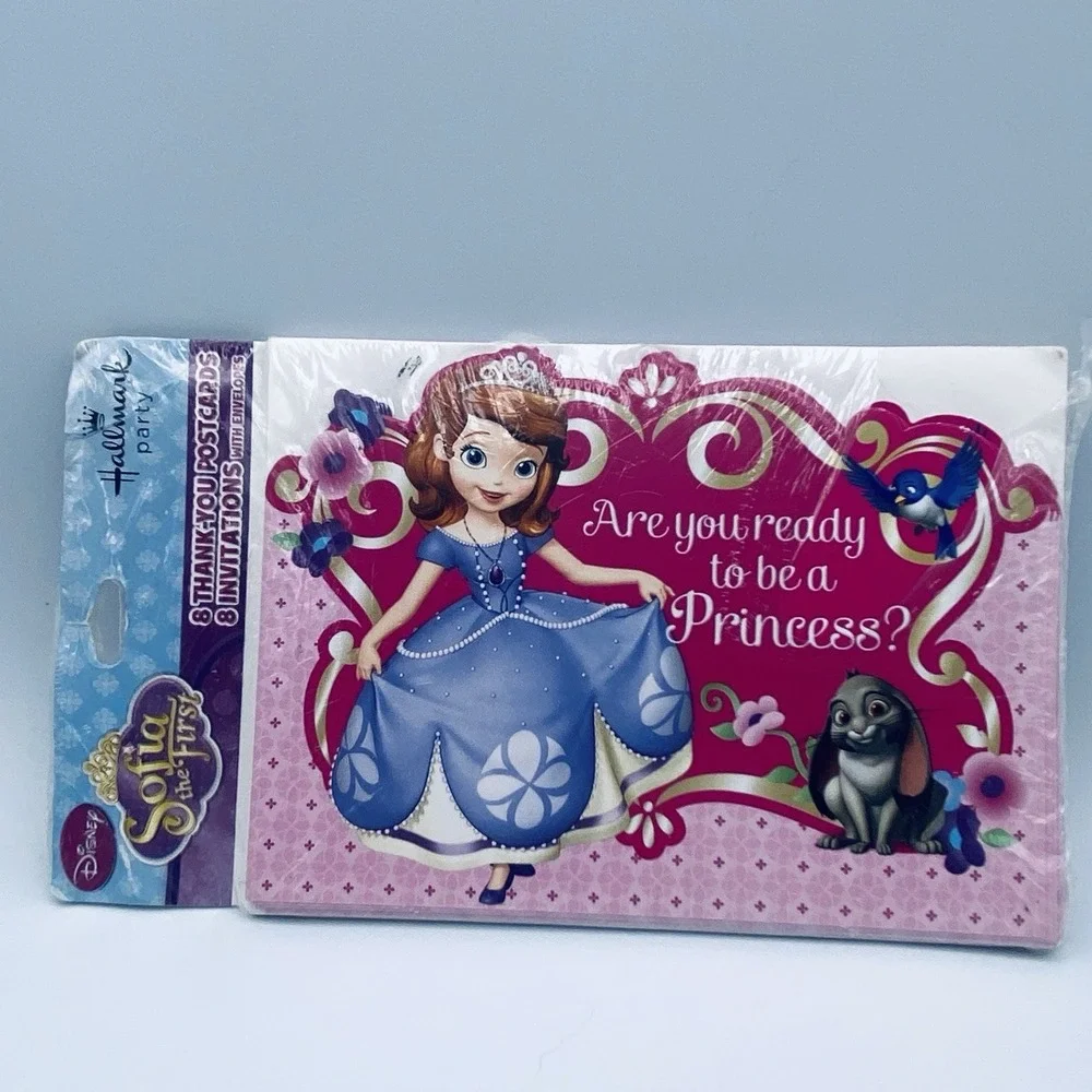 Disney Sofia the First Princess Invitations & thank you postcards with envelopes